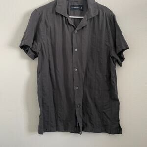 Abercrombie & Fitch Button Down Shirt Mens M Gray Relaxed Fit Minimalist Resort